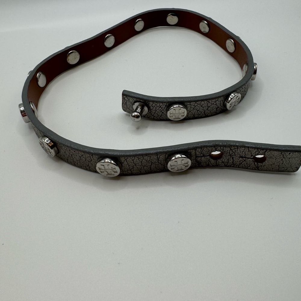 Tory Burch Silver Textured Metallic Wrap Bracelet or Necklace 16” - Picture 2 of 6